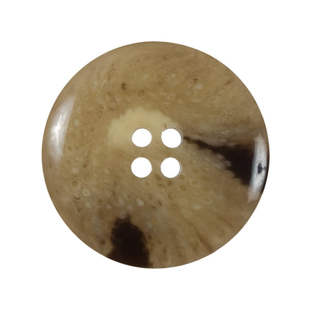 Beige and Brown Swirl 4-Hole Smooth Top Plastic Button - 40L/25.5mm