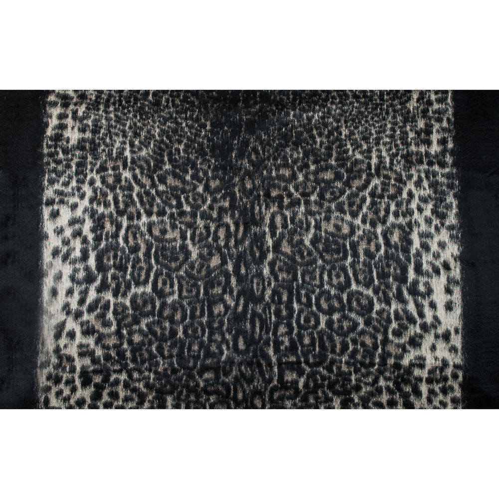 Cavalli Black and Oyster White Animalistic Alpaca Coating