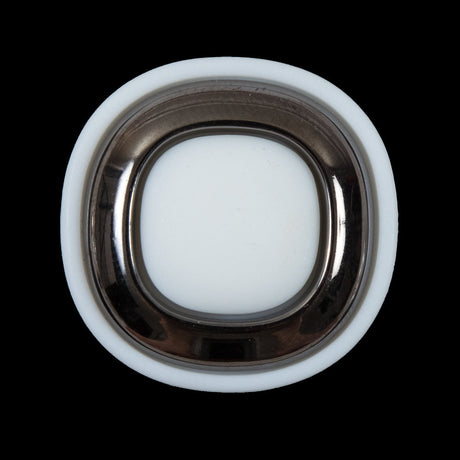 White and Gunmetal 2-Piece Plastic Button - 48L/30.5mm