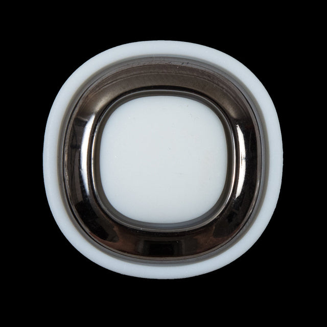 White and Gunmetal 2-Piece Plastic Button - 48L/30.5mm