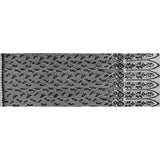 Metallic Lace with Eyelash Fringe Edges - Black Striped Floral - Made in France