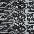 Metallic Lace with Eyelash Fringe Edges - Black Striped Floral - Made in France