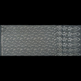 Metallic Lace with Eyelash Fringe Edges - Aqua Gray and Silver Striped Floral - Made in France