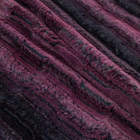 Famous NYC Designer Red Plum and Black Striped Faux Fur