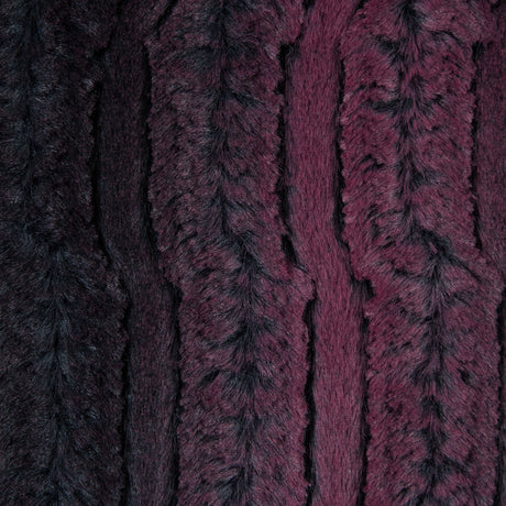 Famous NYC Designer Red Plum and Black Striped Faux Fur
