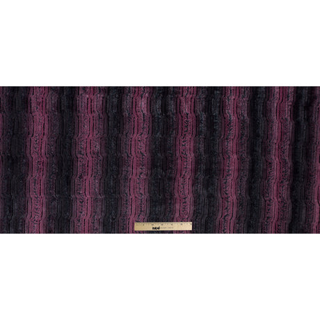 Famous NYC Designer Red Plum and Black Striped Faux Fur