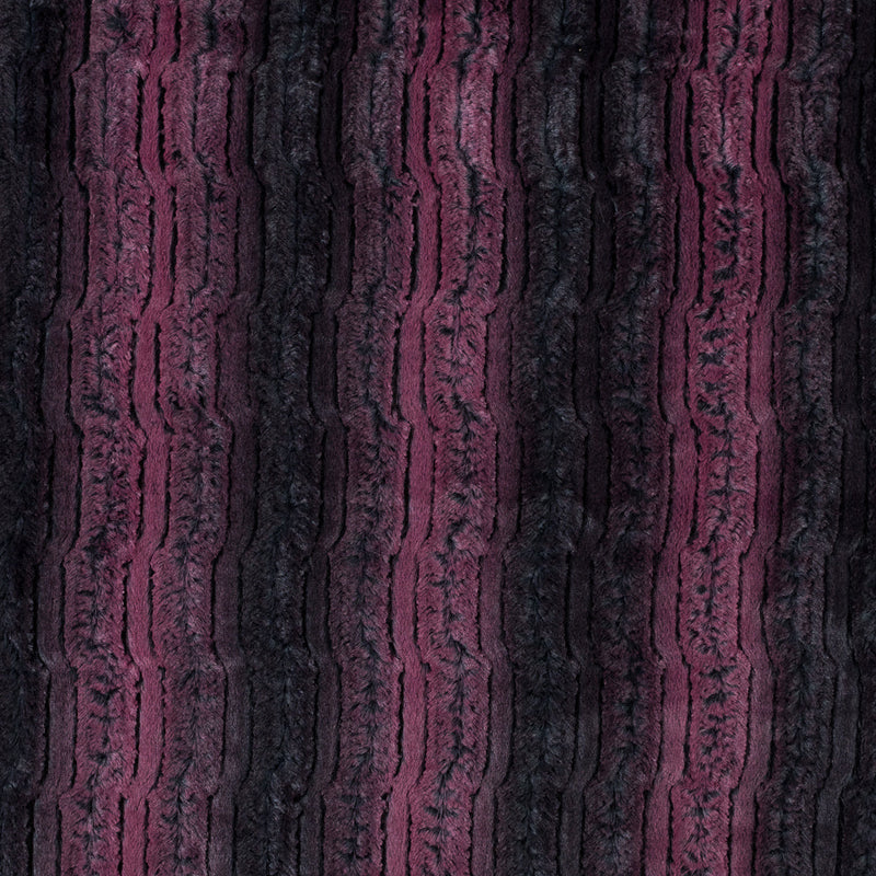 Famous NYC Designer Red Plum and Black Striped Faux Fur