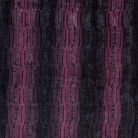 Famous NYC Designer Red Plum and Black Striped Faux Fur