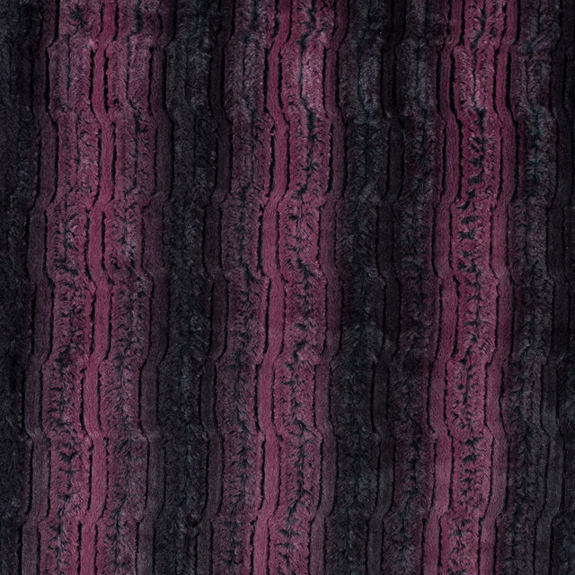 Famous NYC Designer Red Plum and Black Striped Faux Fur
