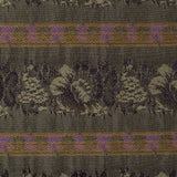 Olive Green Polyester Blend with Woven Floral Stripes