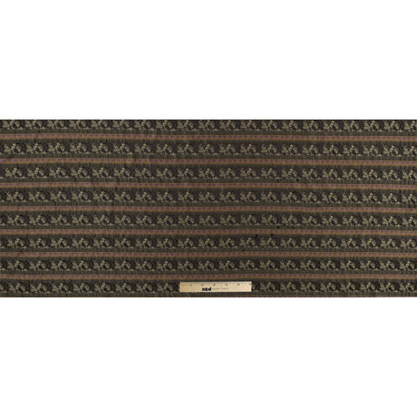 Olive Green Polyester Blend with Woven Floral Stripes
