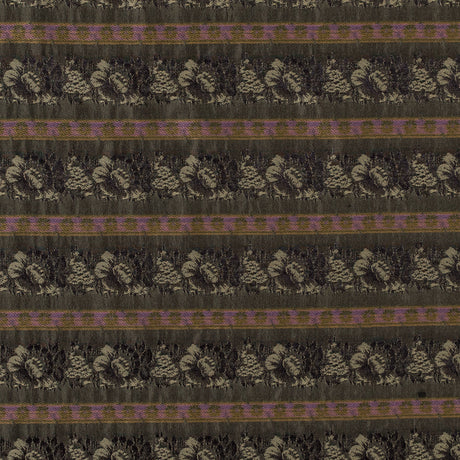 Olive Green Polyester Blend with Woven Floral Stripes