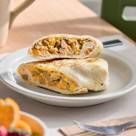 Dis Burrito Pork Sausage Breakfast Burrito 8 oz. - 12/Case