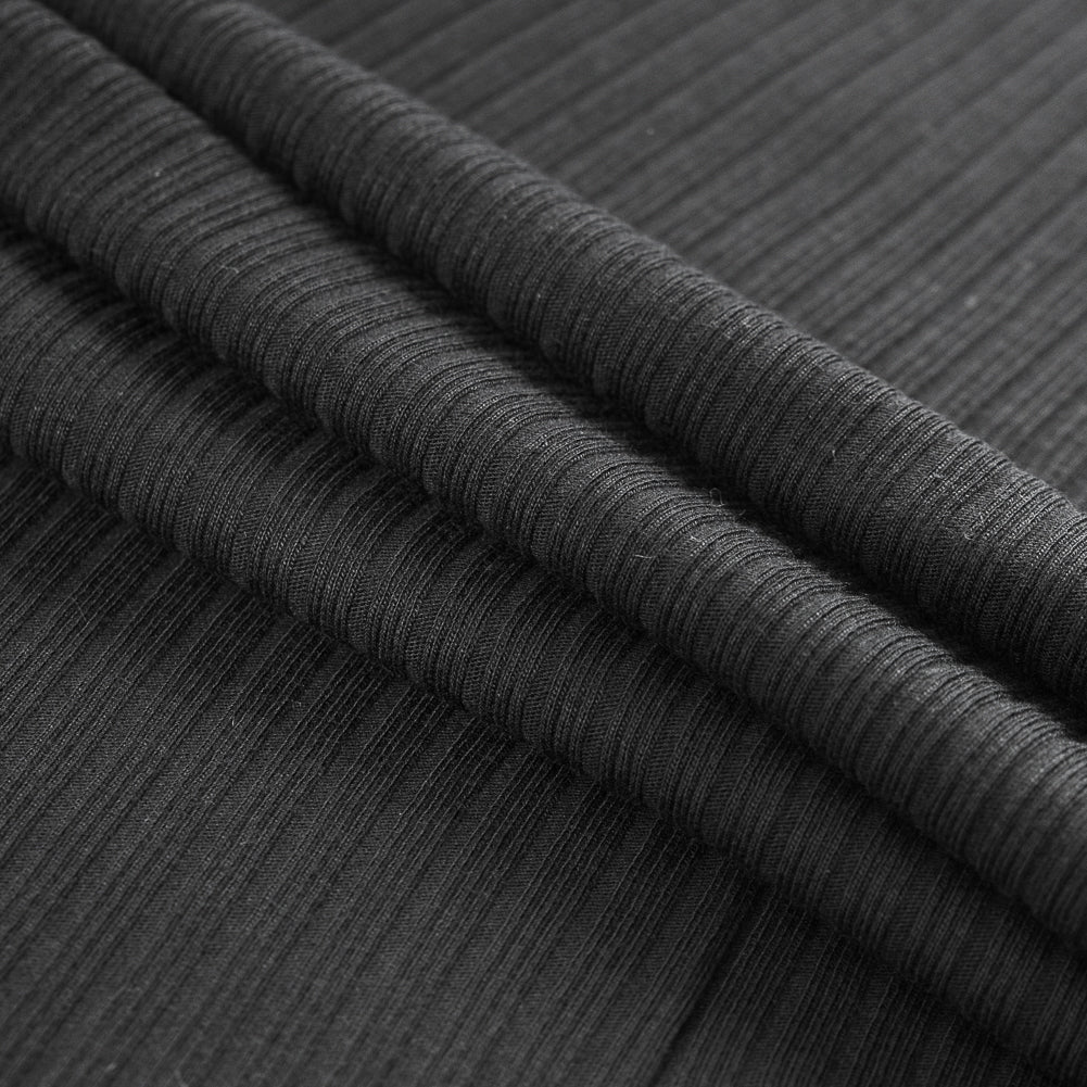 Black Stretch Tubular Rib Knit