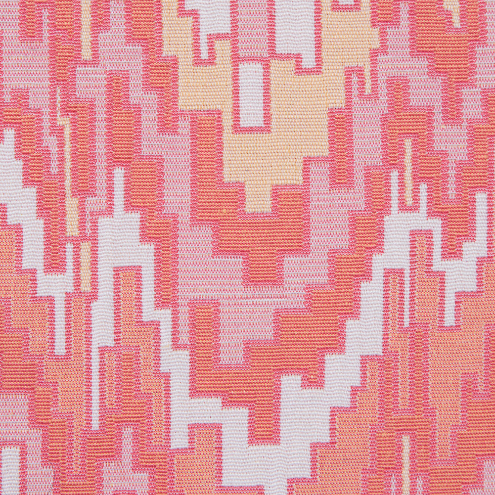Peach Pink and Golden Haze Geometric Blended Cotton Woven