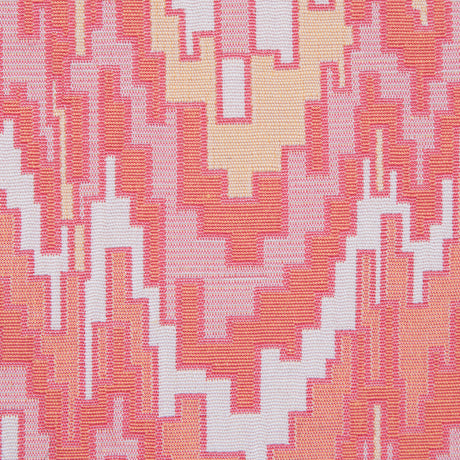 Peach Pink and Golden Haze Geometric Blended Cotton Woven