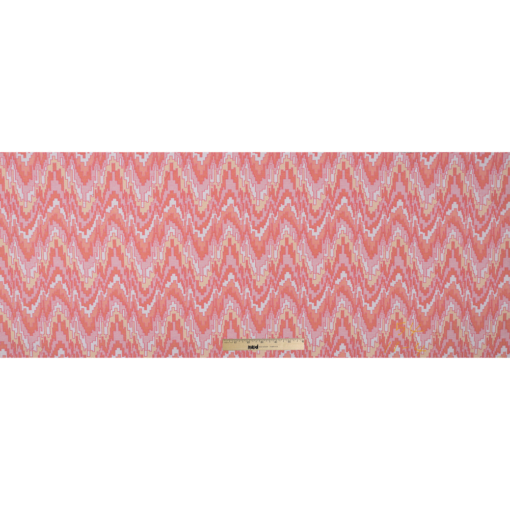 Peach Pink and Golden Haze Geometric Blended Cotton Woven