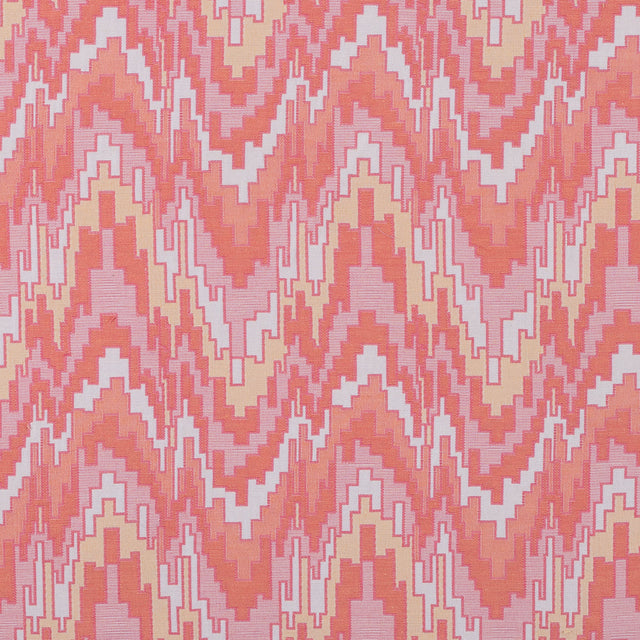 Peach Pink and Golden Haze Geometric Blended Cotton Woven