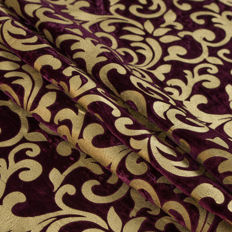 Royal Purple Velvet with Royal Gold Foil Foliage Design