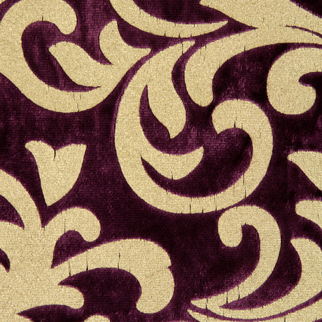 Royal Purple Velvet with Royal Gold Foil Foliage Design