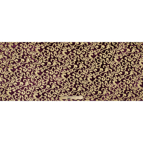 Royal Purple Velvet with Royal Gold Foil Foliage Design