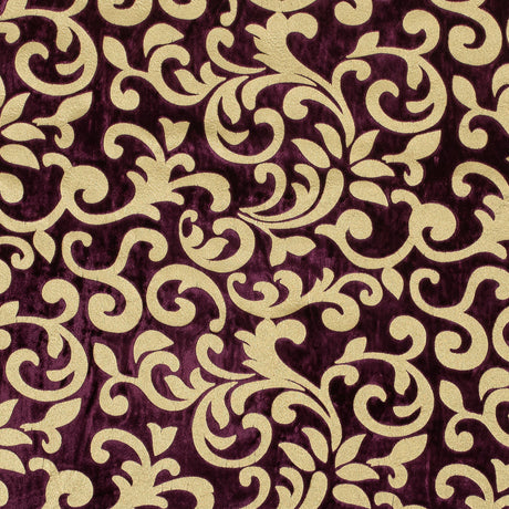 Royal Purple Velvet with Royal Gold Foil Foliage Design