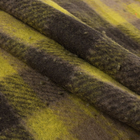 Medium Apple Green Plaid Wool bonded with Solid Black Lamb Leather