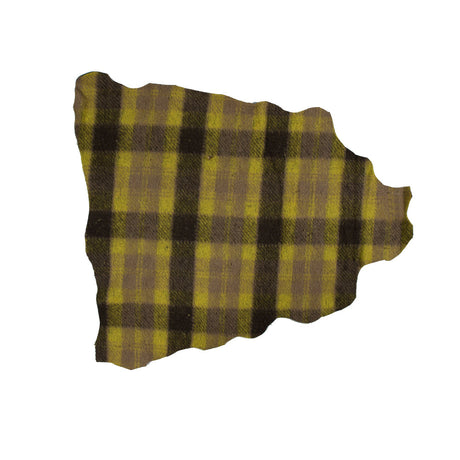 Medium Apple Green Plaid Wool bonded with Solid Black Lamb Leather