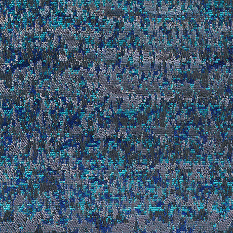 Metallic Dazzling Blue, Tropical Green and Silver Abstract Brocade