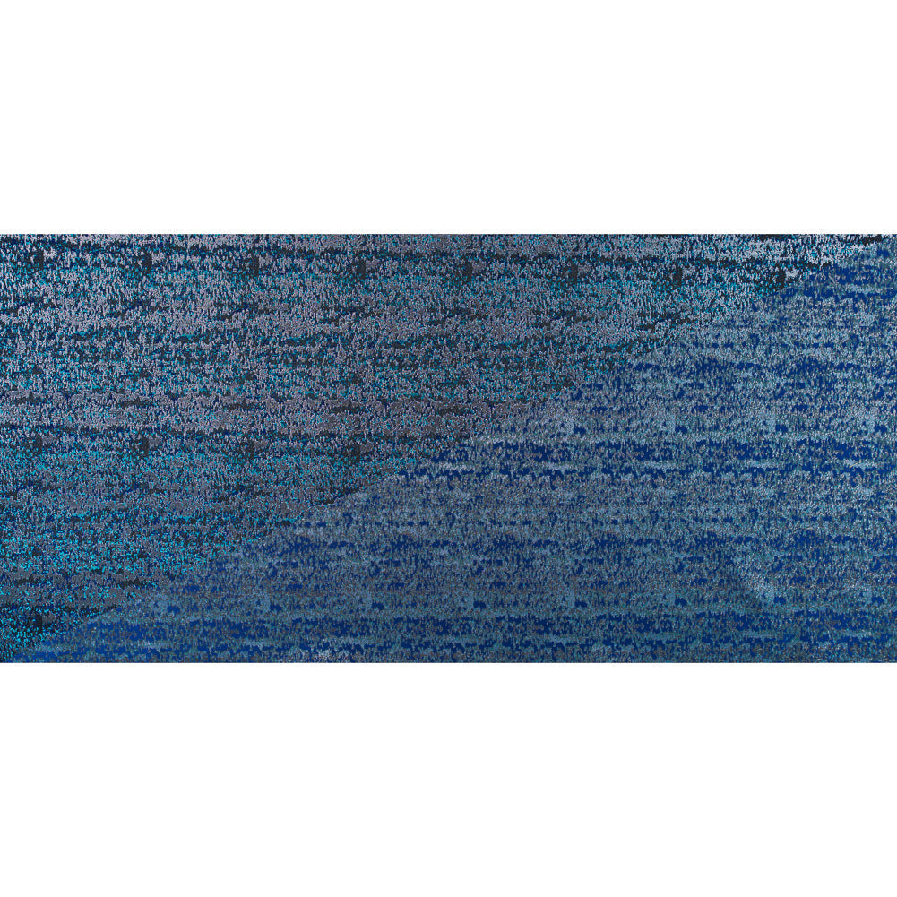 Metallic Dazzling Blue, Tropical Green and Silver Abstract Brocade