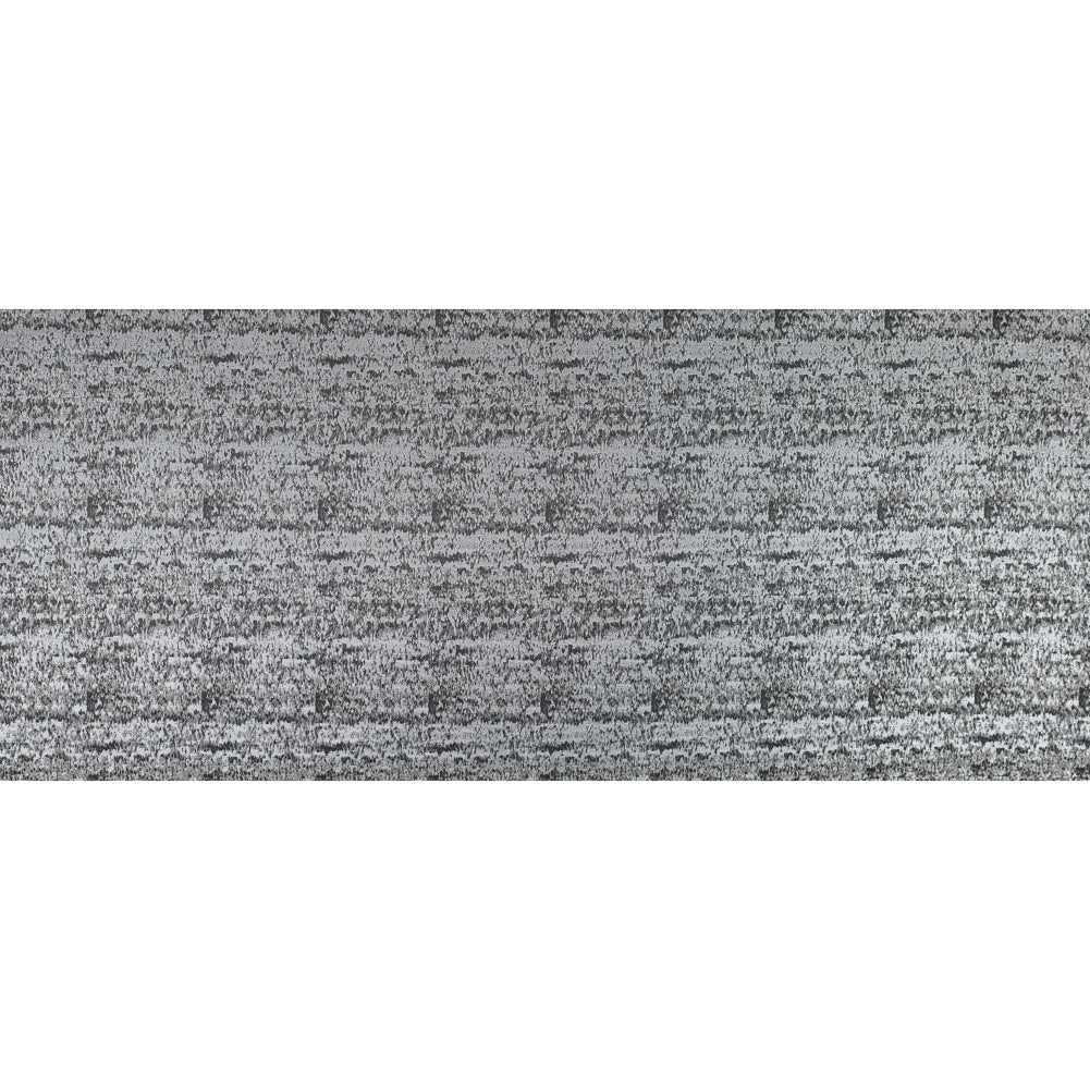 Metallic Silver and Moonbeam Abstract Brocade