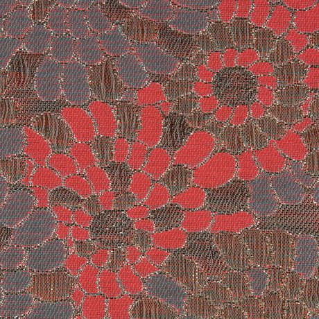 Metallic Gold and Neon Calypso Coral Floral Brocade