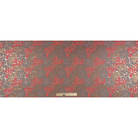 Metallic Gold and Neon Calypso Coral Floral Brocade