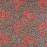 Metallic Gold and Neon Calypso Coral Floral Brocade