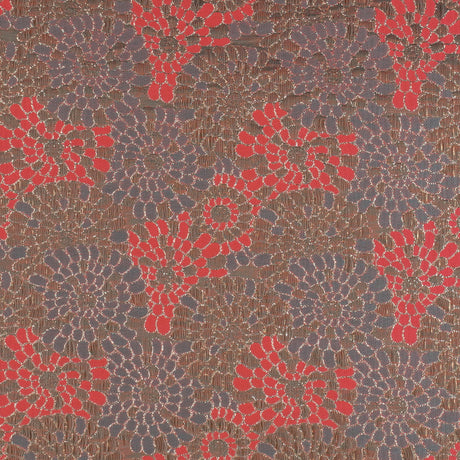 Metallic Gold and Neon Calypso Coral Floral Brocade
