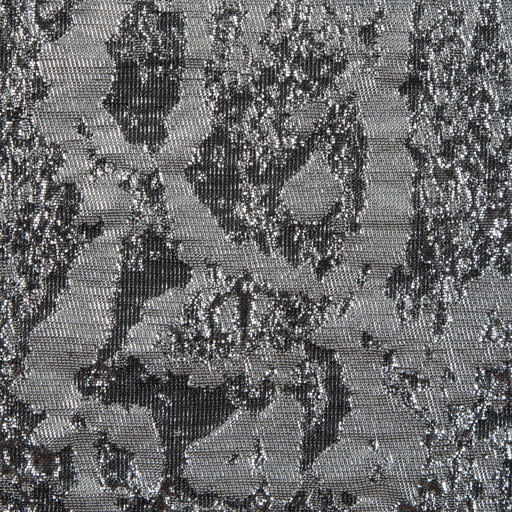Metallic Silver Abstract Brocade