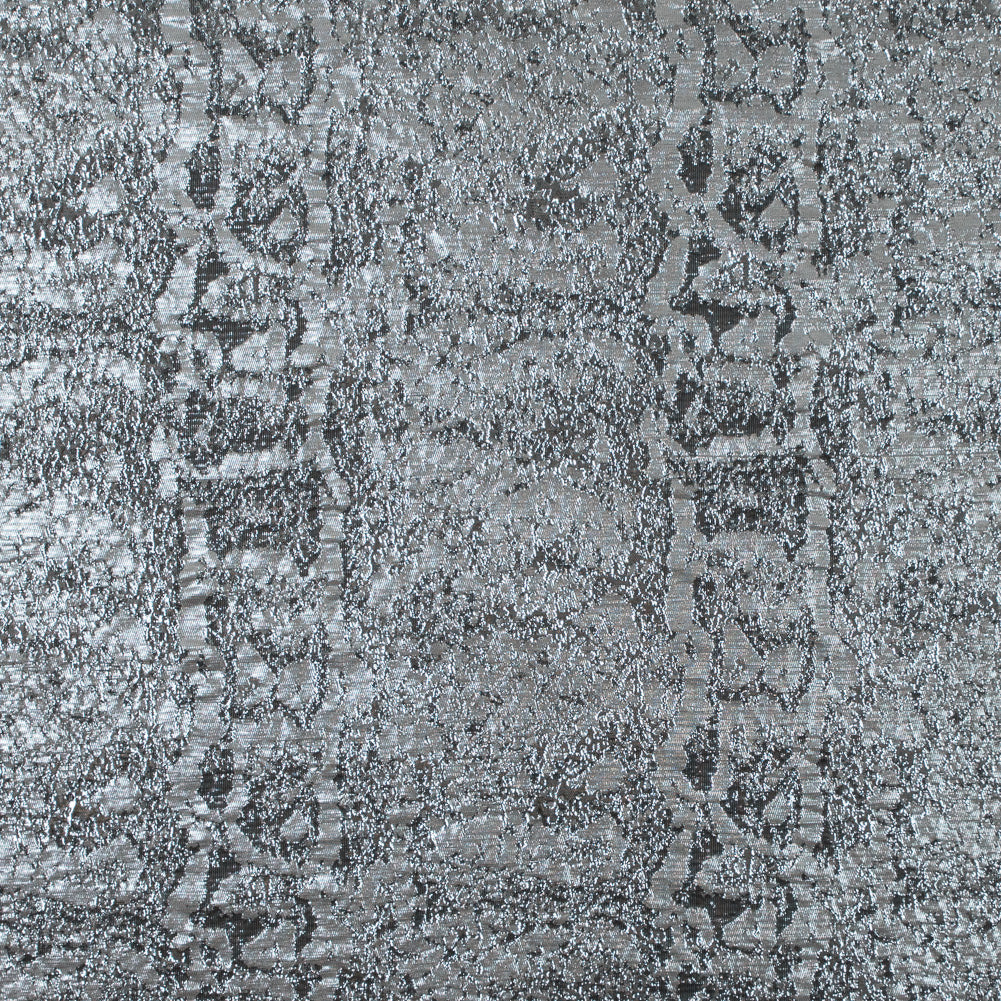 Metallic Silver Abstract Brocade