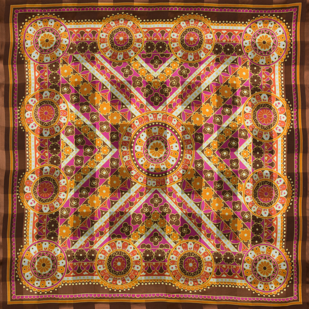 Famous NYC Designer Marigold and Magenta Printed Floral Panel