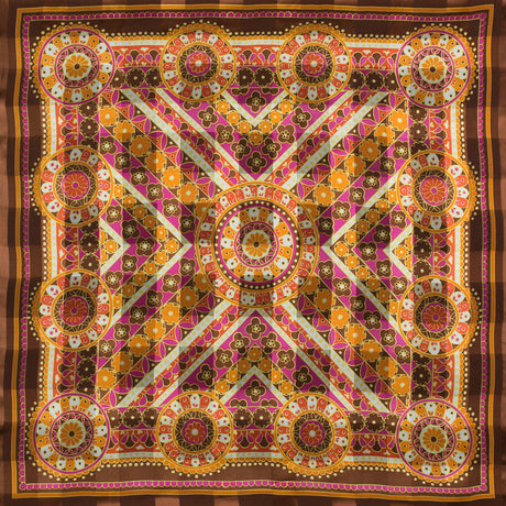 Famous NYC Designer Marigold and Magenta Printed Floral Panel