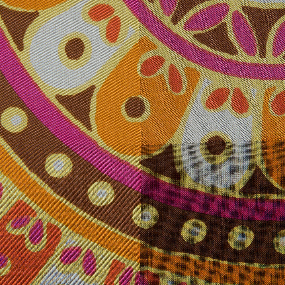 Famous NYC Designer Marigold and Magenta Printed Floral Panel