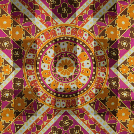 Famous NYC Designer Marigold and Magenta Printed Floral Panel
