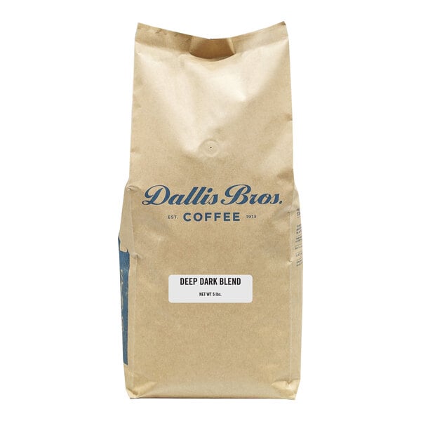 Dallis Bros Deep Dark Blend Whole Bean Coffee 5 lb. - 2/Case