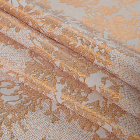 Metallic Butterscotch and White Lacey Floral Brocade