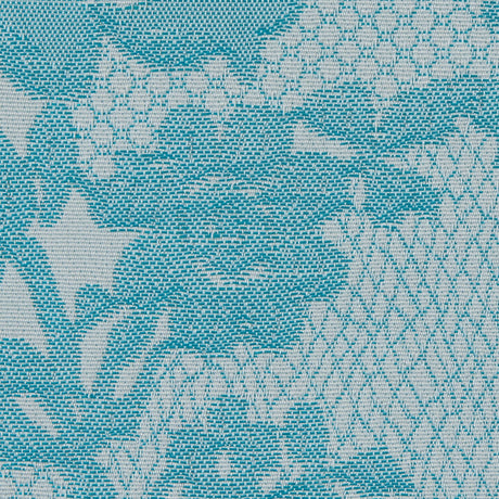 Metallic Bluebird and White Lacey Floral Brocade