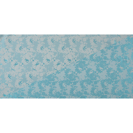 Metallic Bluebird and White Lacey Floral Brocade