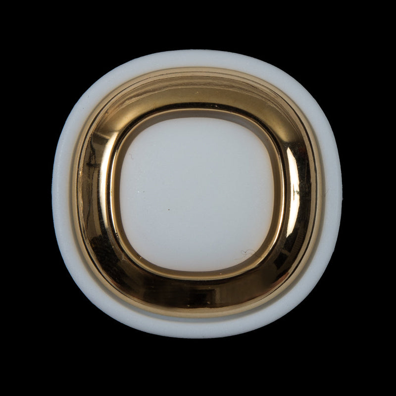 White and Gold 2-Piece Plastic Button - 48L/30.5mm