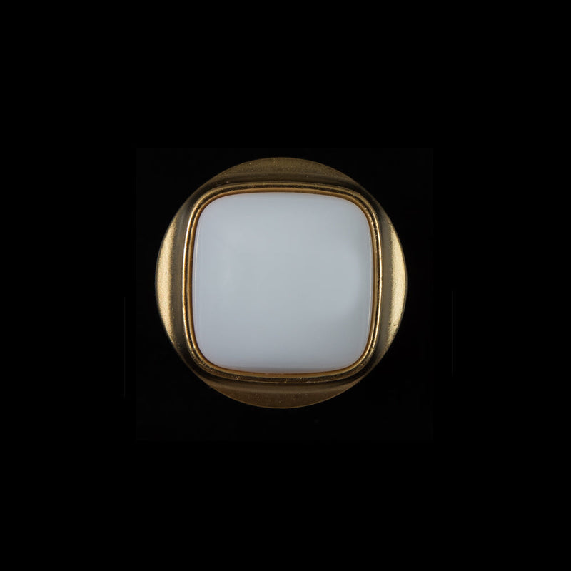 White and Gold Plastic Shank-Back Button - 28L/18mm