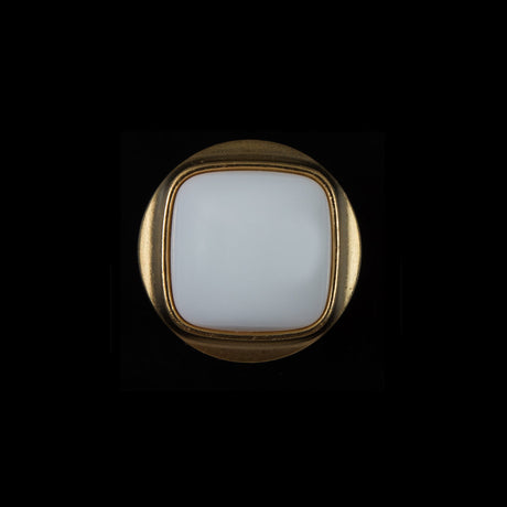 White and Gold Plastic Shank-Back Button - 28L/18mm