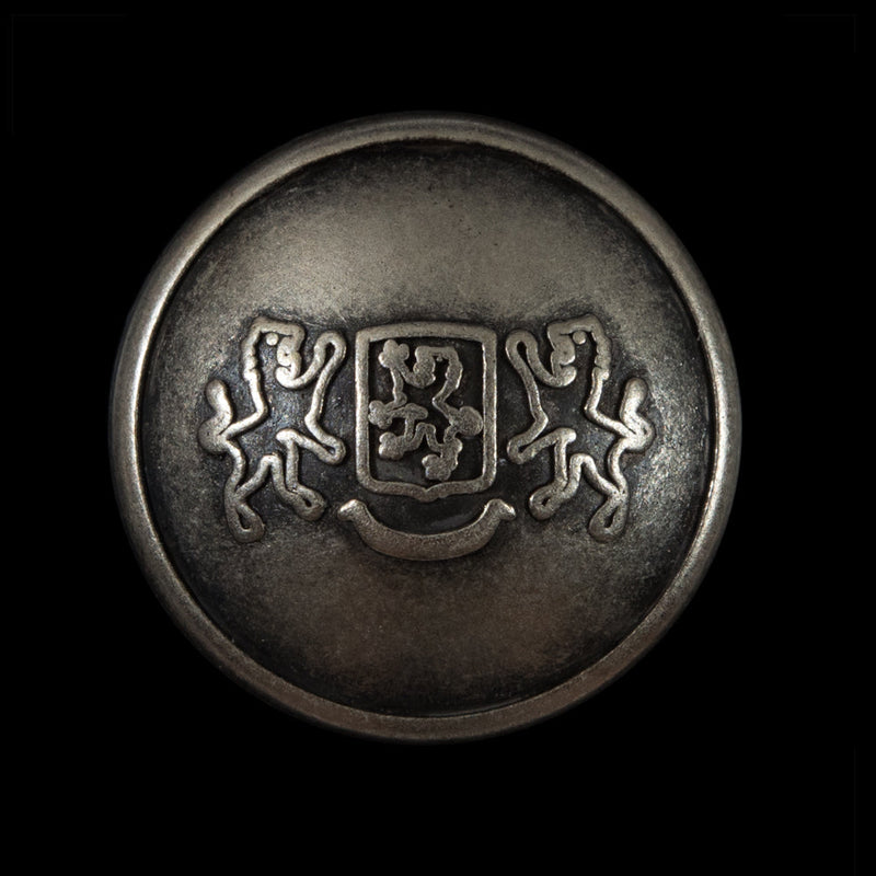 Silver Double Lion Crest Metal Shank Back Button - 44L/28mm