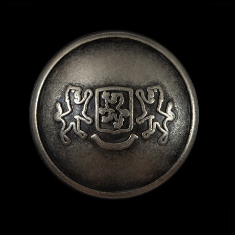 Silver Double Lion Crest Metal Shank Back Button - 44L/28mm